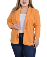 Ny Collection Plus 3/4 Sleeve Scuba Crepe Blazer