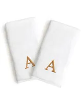 Linum Home Bookman Gold Font Monogrammed Luxury 100% Turkish Cotton Novelty 2-Piece Hand Towels, 16" x 30"