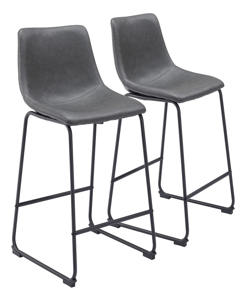 Zuo 35" each, Set of 2 Steel, Polyurethane Smart Counter Chair