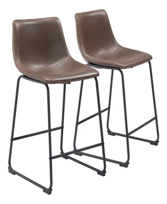 Zuo 35" each, Set of 2 Steel, Polyurethane Smart Counter Chair - Vintage