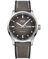 Mido Men's Swiss Automatic Multifort Gray Textile Strap Watch 42mm