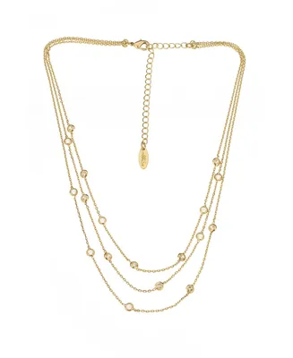 Ettika Perfect Cubic Zirconia Dotted 18K Gold Plated Layered Necklace