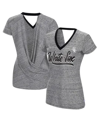 Women's Touch Black Chicago White Sox Halftime Back Wrap Top V-Neck T-shirt