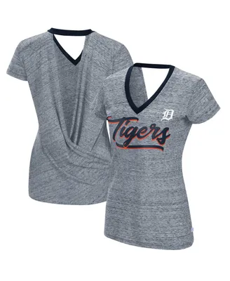 Women's Touch Navy Detroit Tigers Halftime Back Wrap Top V-Neck T-shirt