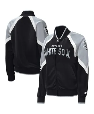 Women's Starter Black Chicago White Sox Touchdown Raglan Full-Zip Track Jacket
