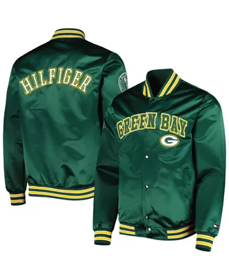 Men's Tommy Hilfiger Green Green Bay Packers Elliot Varsity Full-Snap Jacket