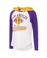 Women's G-iii 4Her by Carl Banks White Los Angeles Lakers Mvp Raglan Hoodie Long Sleeve T-shirt