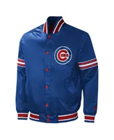 Men's Starter Royal Chicago Cubs Midfield Satin Full-Snap Varsity Jacket