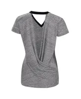 Women's Touch Black Colorado Rockies Halftime Back Wrap Top V-Neck T-shirt