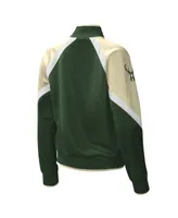 Women's Starter Hunter Green Milwaukee Bucks Slam Dunk Raglan Full-Zip Track Jacket