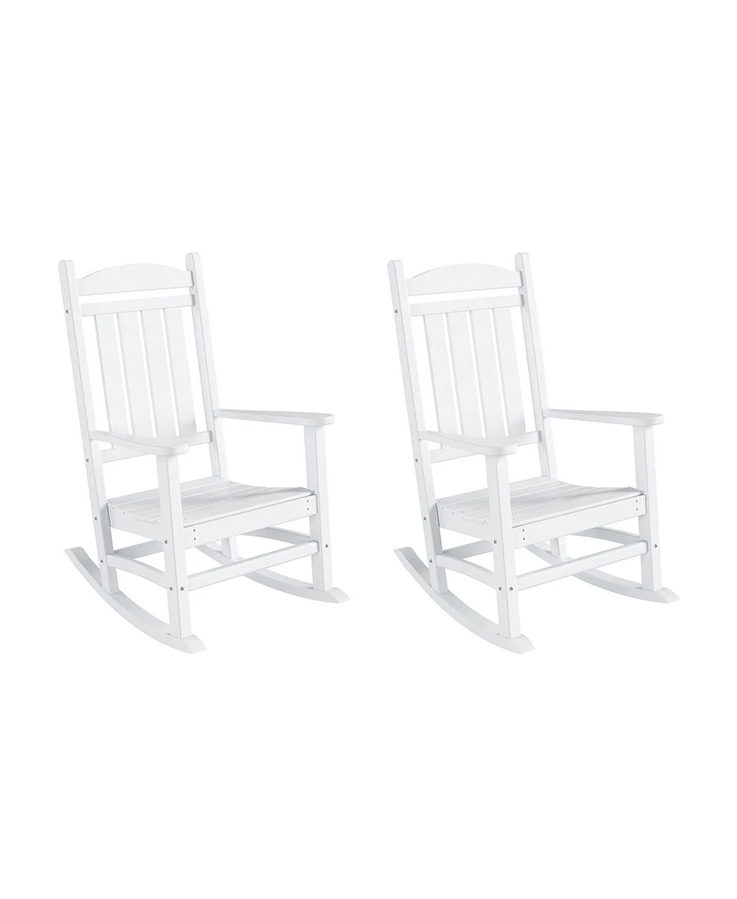 All-Weather Outdoor Patio Poly Classic Porch Rocking Chair (Set of 2)