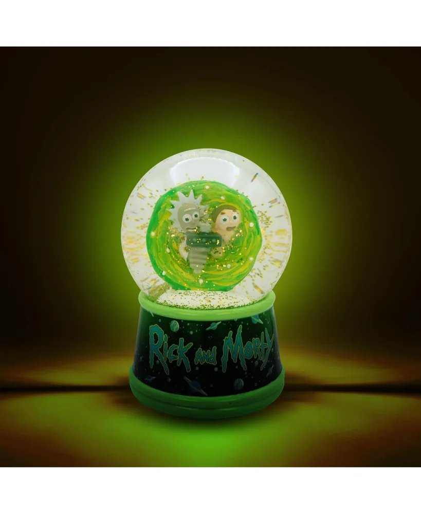 Rick and Morty Portal Light-Up Snow Globe with Swirling Glitter Display Piece | Home Decor Essentials | 6 Inches Tall