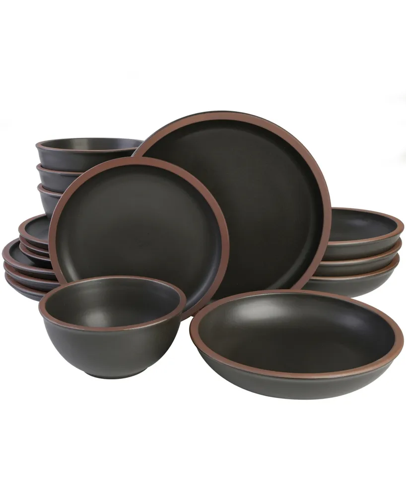 Gibson Elite Lagos Double Bowl-16 Piece Dinnerware Set, Service for 4