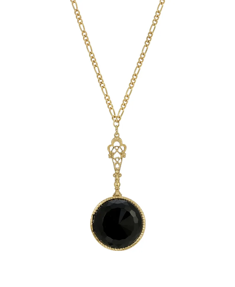 2028 Acrylic Black Round Pendant Necklace