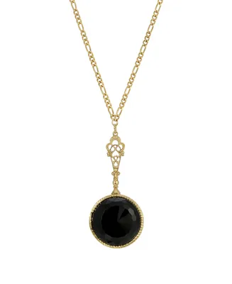2028 Acrylic Black Round Pendant Necklace