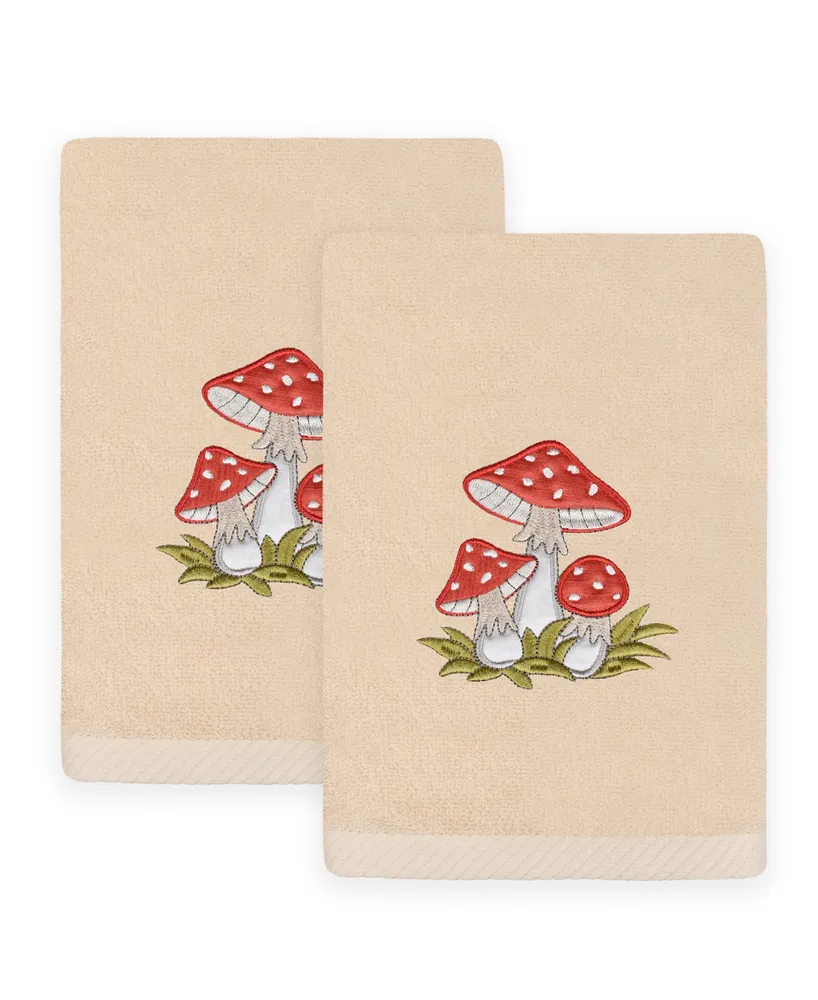 Linum Home Textiles Bee Dance - Embroidered Luxury 100% Turkish Cotton Hand Towels (Set of 2) Sand