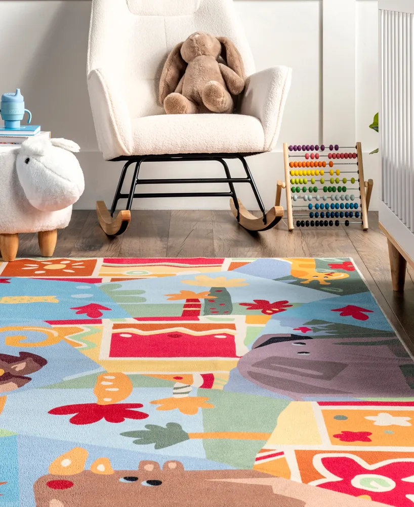 nuLoom Aurora Paxton Washable Kids Zoo Nursery or Playroom 8' x 10' Area Rug