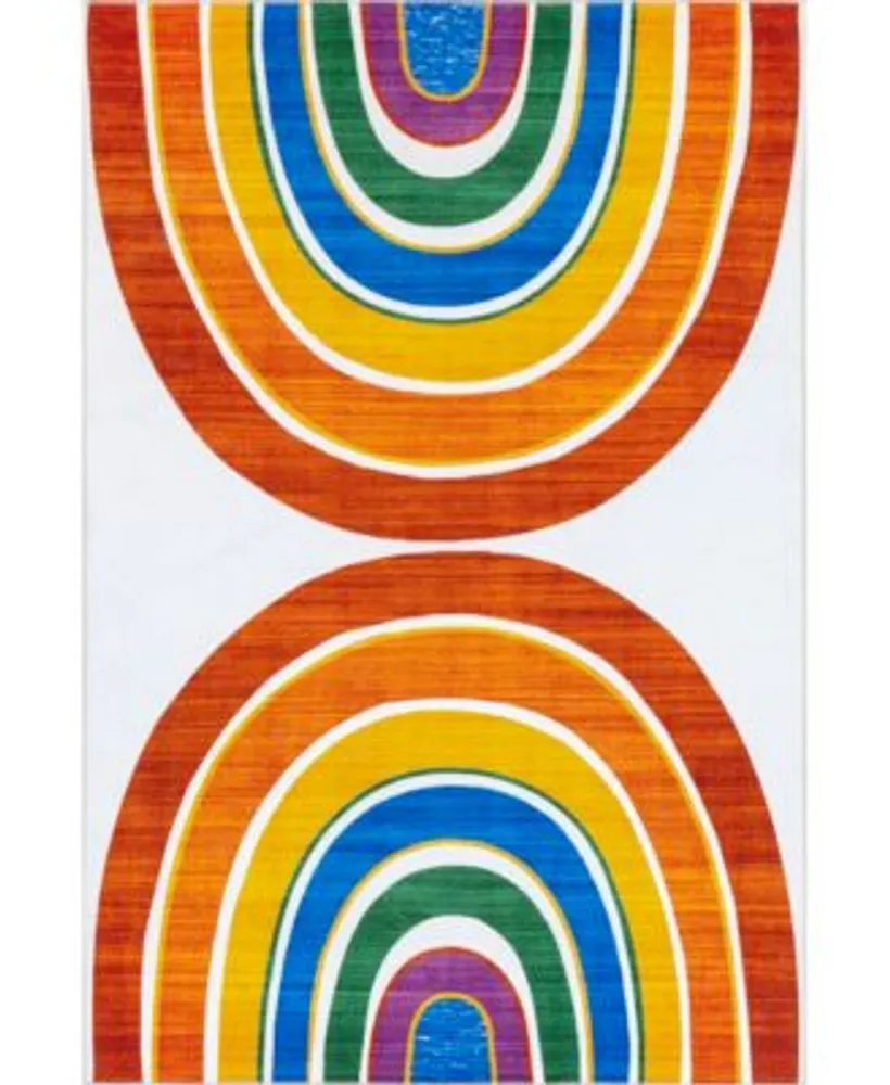 Nuloom Revel Classic Double Rainbow Washable Kids Area Rug