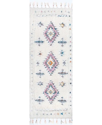 nuLoom Loft Jocelyn Tribal Shag Tasseled 2'6" x 10' Runner Area Rug