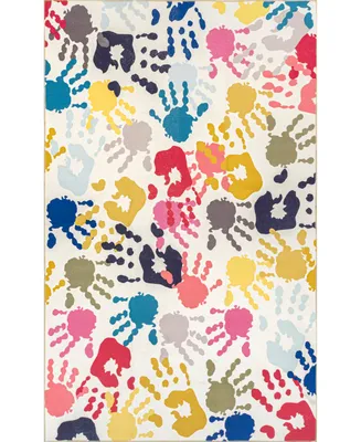 nuLoom Aurora Pinkie Washable Handprint Kids 4' x 6' Area Rug