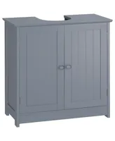 Homcom Under Sink Bathroom Cabinet with 2 Doors and Shelf, Pedestal Sink Bathroom Vanity Furniture, Grey