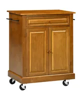 Homcom Modern Kitchen Island on Wheels, Rolling Serving Cart with Drawer, Storage Cabinet, and 2 Towel Racks for Dining Room, Brown