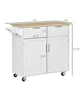 Homcom 41" Kitchen Storage Utility Island w/ Wheels, Drawers & Towel Rack,