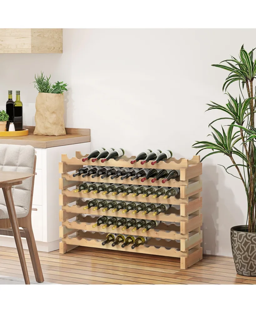 Homcom 72 Bottle Stackable Modular 6 Row Home Wood Wine Storage Rack