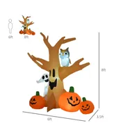 Homcom 7.5' Decorative Outdoor Halloween Inflatable Creepy Haunted Tree Yard - Multi