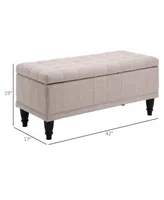 Homcom Fabric Storage Ottoman Shoe Bench Tufted Stool Lift Top Home Furniture