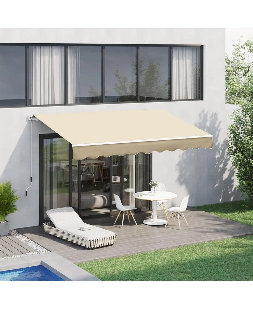 Outsunny 10' x 8' Manual Retractable Awning Sun Shade Shelter for Patio Deck Yard with Uv Protection and Easy Crank Opening