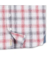 Hope & Henry Boys Short Sleeve Linen Shirt with Side Vent