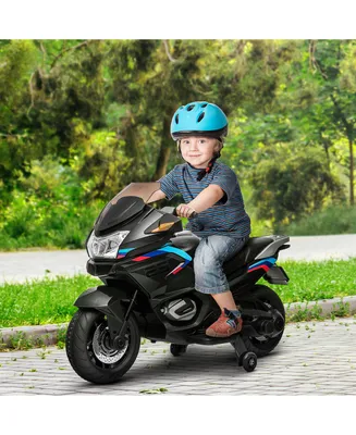 Aosom 12V Kids Electric Motorcycle with Training Wheels, Roaring Engine Design Battery Power Motorbike for Ages 3-8, High