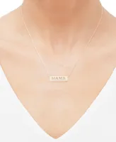 Diamond Mama Cutout Bar 18" Pendant Necklace (1/10 ct. t.w.) in 14K Gold-Plated Sterling Silver - Gold