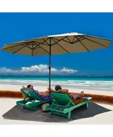 15' Market Outdoor Umbrella Double-Sided Twin Patio Umbrella with Crank