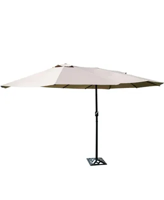 15' Market Outdoor Umbrella Double-Sided Twin Patio Umbrella with Crank