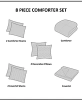 Madison Park Marina 8 Piece Printed Seersucker Comforter and Coverlet Set Collection