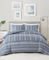 Beautyrest Kent 3 Piece Striped Herringbone Oversized Comforter Set Collection