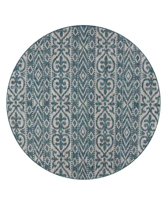 Lr Home Sunny SUNSH81250 7'6" x 7'6" Round Outdoor Area Rug