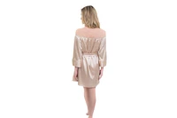 Le Laurier Bridal Women's Off-The-Shoulder Satin The Hair and Makeup Robe