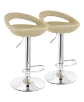 Elama 2 Piece Adjustable Rattan Barstool in Tan with Chrome Base