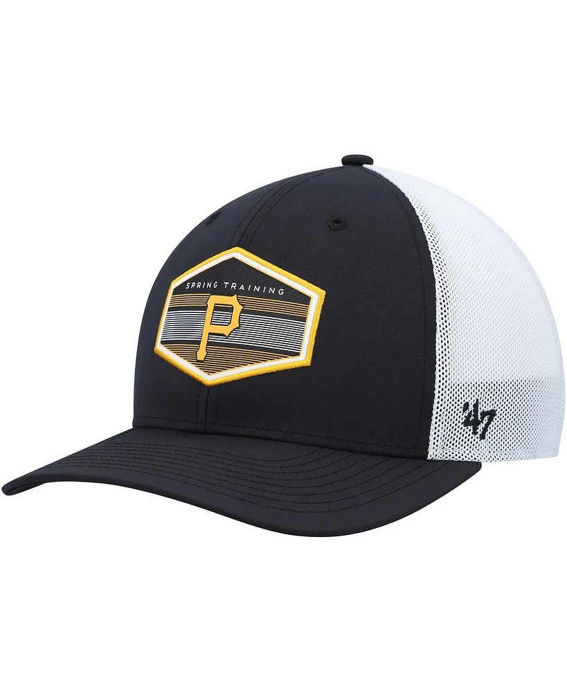 Men's '47 Brand Black, White Pittsburgh Pirates Spring Training Burgess Trucker Snapback Hat