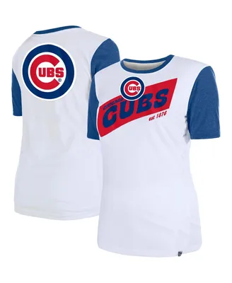 Women's New Era White Chicago Cubs Colorblock T-shirt