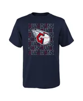 Big Boys and Girls Navy Cleveland Guardians Letterman T-shirt