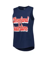 Women's Concepts Sport Red, Navy Cleveland Guardians Wordmark Meter Muscle Tank Top and Pants Sleep Set