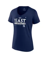 Women's Fanatics Navy New York Yankees 2022 Al East Division Champions Locker Room Plus V-Neck T-shirt