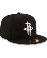 Men's New Era Black Houston Rockets Black and White Logo 59FIFTY Fitted Hat