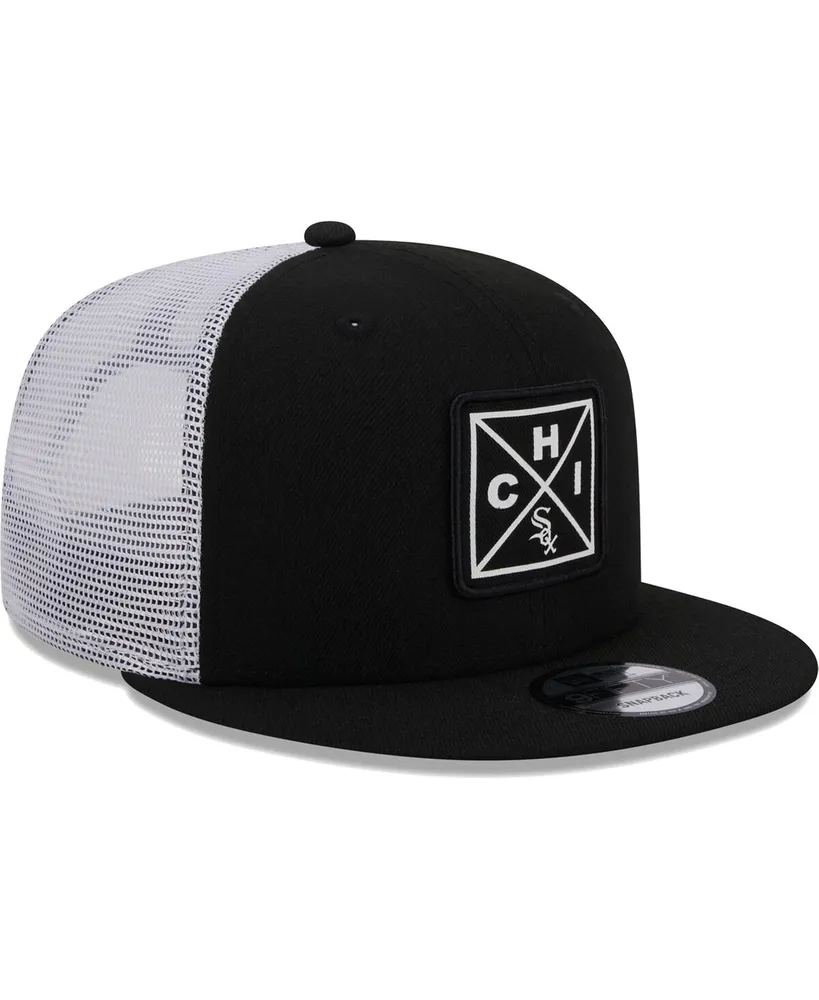 Men's New Era Black Chicago White Sox Vert Squared Trucker 9FIFTY Hat
