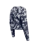 Women's New Era Navy Washington Nationals Tie-Dye Cropped Long Sleeve T-shirt