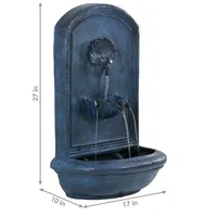 Sunnydaze Decor Seaside Outdoor Solar Wall Fountain with Battery - Lead